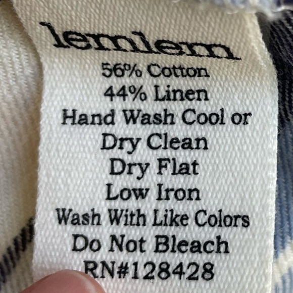 Lemlem Halima Crop Top Striped Off The Shoulder Linen/Cotton Off White/Blue SZ M - Picture 12 of 16